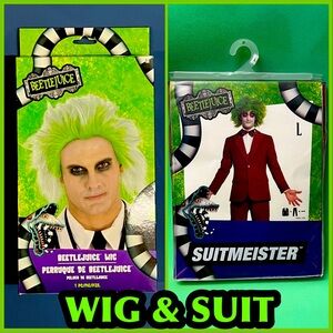 Beetlejuice Suit And Wig NEW